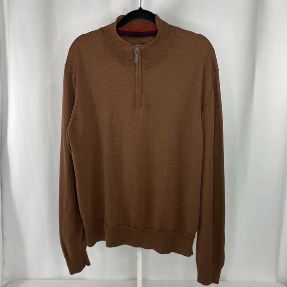 Williams & Kent Other - Williams & Kent 100% Merino Wool Quarter Zip Sweater Men’s Brown Pullover XXL